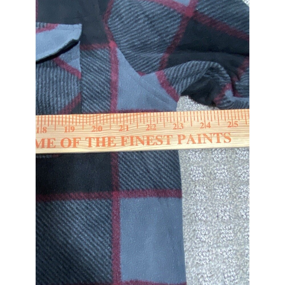 NWT Freedom Foundry Fleece Schacket Men Medium Gray Red Plaid Cabincore - Picture 7 of 9